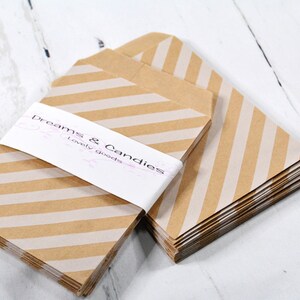 25 Lines Kraft Paper Bags Size 4x5 3/8&quot; -Candy Bags -Birthday Paper Bags -Pattern paper bags -Wedding Favor Bags -Birthday Bags