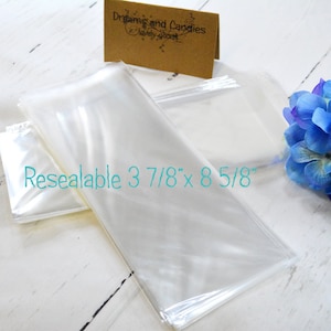 100 Resealable Cello Bags 3 7/8x8 5/8&quot; -Transparent Cello Bags -Candy Safe Bags -Small Packing Supplies -Self Adhesive Cellophane