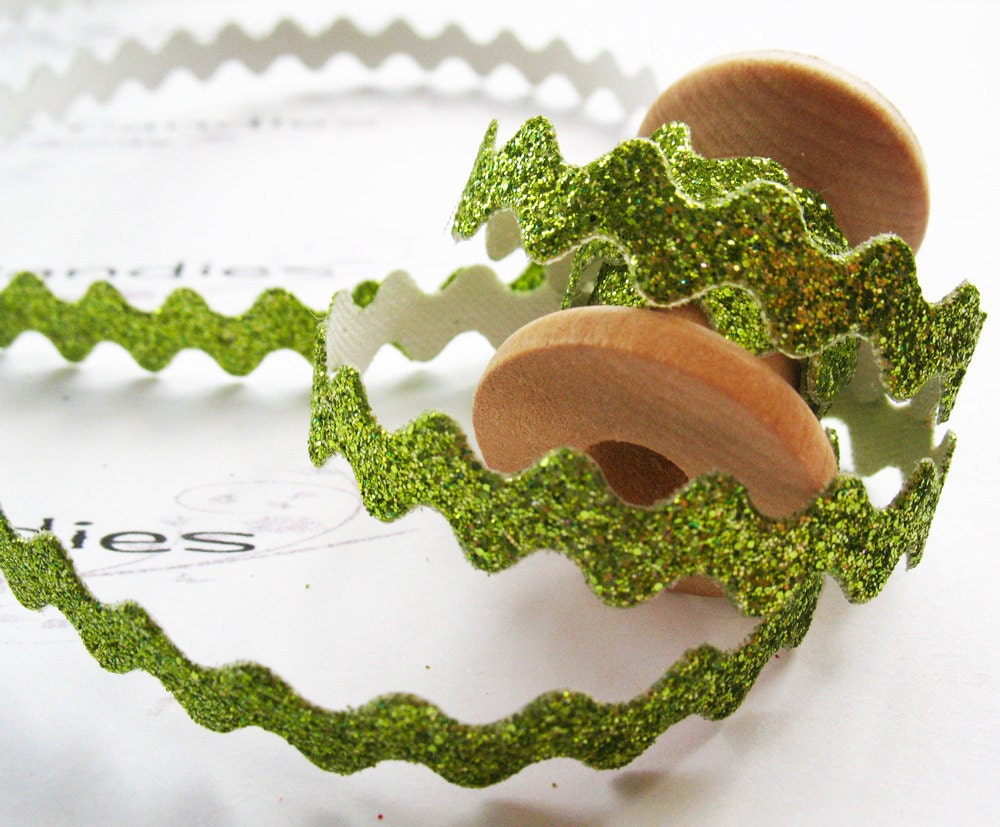1yd Green Glitter Ric Rac Trim 1/4 width Green Ric Rac Etsy