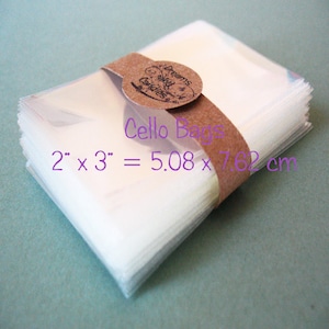 50 Clear Cello Bags 2x3&quot; -Transparent Bags -Food Safe Packing -Plastic Cellophane Sleeves -Clear Small Envelopes -Gift Favors