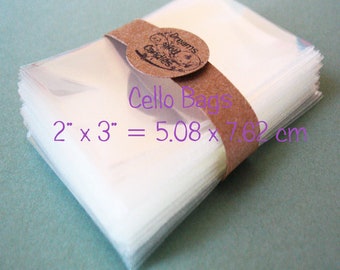 50 Clear Cello Bags 2x3" -Transparent Bags -Food Safe Packing -Plastic Cellophane Sleeves -Clear Small Envelopes -Gift Favors