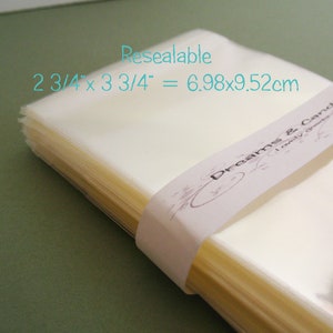 25 Resealable Cello Bags 2 3/4x3 3/4” -Transparent Bags -Candy Safe Bags -Clear Cellophane Bags -Stickers Bags -Goodies Bags -Birthday Bags