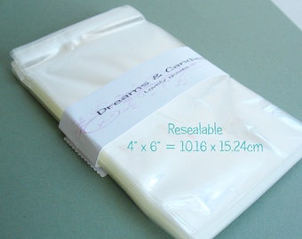 200 Clear Self-Sealing Cellophane Bags 4x6 Inches - Resealable Treat Bags For Cookies & Candy