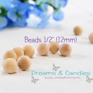 100 Unfinished Round Wooden Balls 1/2&quot; (12mm) NO Hole -Wooden Beads -Unfinished Wooden Balls -Small Round Beads -Small Wooden Balls