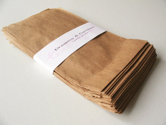 25 Kraft Paper Bags 5 x 7" -Small Kraft Bags -Candy Bags -Flat Kraft Bags -Decorative Paper Bags -Packing Paper Bags