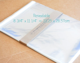 50 bolsas de violonchelo resellables tamaño 8 3/4x11 1/4" -Bolsas de violonchelo transparentes -Bolsas de violonchelo autoadhesivas -Bolsas de celofón seguras para alimentos -Bolsas de celofán transparente