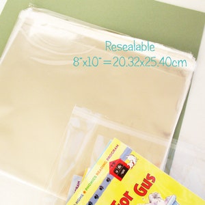 150 Resealable Cello Bags 8x10&quot; -Transparent Bags -Food Safe Packing -Plastic Cellophane Sleeves -Clear Envelopes -Gift Favors