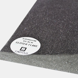 20x12&quot; Black Glitter Heat transfer vinyl -Stahls Glitter Flake HTV -Craft Iron On Vinyl -Decorative Heat Vinyl -Transfer Heat Vinyl