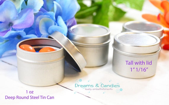 6 Deep Round Tin Cans 2 small Metal Steel Tin Flat Container 1oz steel Containers mini Metal Round Tins tin Storage Jar Etsy UK