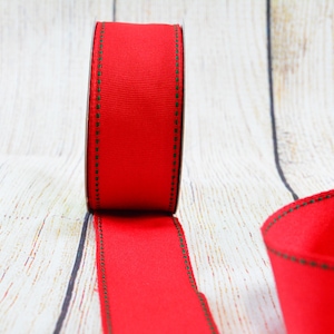 4yd rood met groene steken lint 1 1/2" inch breed - kerstlint - bruiloft rood lint - juichstrik Grossgrain-benodigdheden
