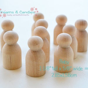 25 Wooden Baby 1 1/8&quot; -Little Brother Wooden Dolls- Miniature Boy Peg Dolls -Wooden Kid Family -Unfinished Small Figures Ready to Paint