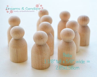 6 Wooden Baby 1 1/8" -Little Brother Wooden Dolls- Miniature Boy Peg Dolls -Wooden Kid Family -Unfinished Small Figures Ready to Paint