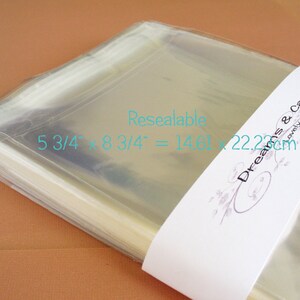 50- 5 3/4x8 3/4&quot; Resealable Clear Cello Bags -Transparent Cellophane -Self Adhesive Food Safe Cello Bags -Packing Bags -Candy Packing Decor