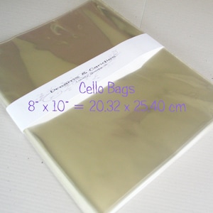 100 Open Top Cello bags size 8x10&quot; -Transparent Bags -Food Safe Packing -Plastic Cellophane Sleeves -Clear Photo Envelopes -Gift Favors