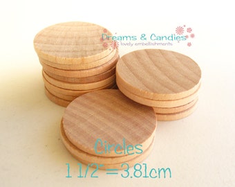 25 Unfinished Wooden Circles 1.50" -Small Wooden Circles -Wooden Circles Supplies -Natural Wood Circles -Wood Circles Beads