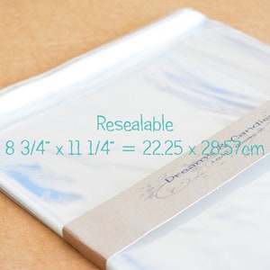 200 Resealable Cello bags 8 3/4x11 1/4&quot; -Transparent Bags -Food Safe Packing -Plastic Cellophane Sleeves -Clear Photo Envelopes -Gift Favors