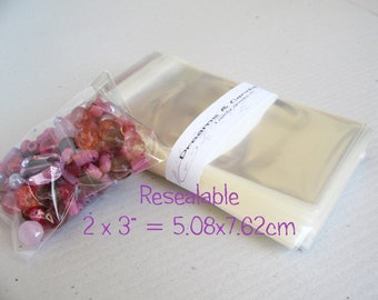 25 Resealable Cello Bags 2x3" -Transparent Bags -Food Safe Bags -Clear Cellophane Bags -Stickers Bags -Goodies Bags -Birthday Bags