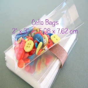 150 Clear Cello Bags  2x3&quot; -Transparent Cello Bags -Food Safe Plastic Bags -Small Cellophane Bags -Bolsitas para dulces -Bolsas de Celofan