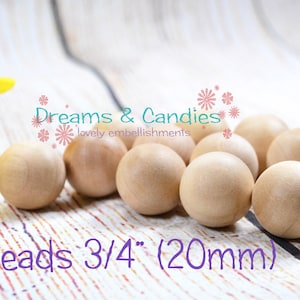 50 Unfinished Round Wooden Balls 3/4&quot; (20mm) NO Hole -Wooden Beads -Unfinished Wooden Balls -Small Round Beads -Small Wooden Balls