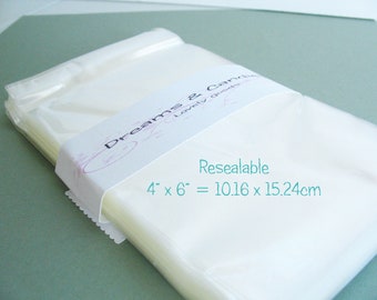 150 bolsas de celofán transparentes resellables de 4 x 6 pulgadas - Bolsas de celofán transparentes - Bolsas de celofán autoadhesivas - Bolsas de celofán aptas para alimentos - Bolsas de celofán transparente