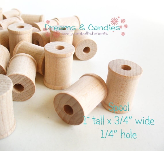 25 Miniature Wooden Spools 1x3/4x1/4 sewing Decorative wood Bobbin for  Crafting natural Wooden Spools 