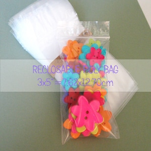 75 Clear Reclosable Poly Bags 3x5&quot; -Plastic Zip Bags -Poly Bags with Resealable Lock -Jewelry Poly Bag -Packing Plastic Bags -Small Baggies
