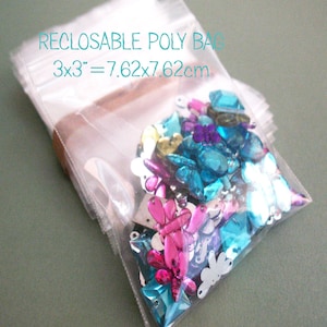 50 Clear Reclosable Poly Bags 3x3&quot; -Plastic Zip Bags -Poly Bags with Resealable Lock -Jewelry Poly Bags -Packing Plastic Bag -Small Baggies