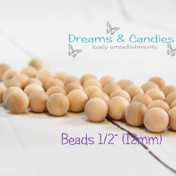 25 Unfinished Round Wooden Balls 1/2" (12mm) NO Hole -Wooden Beads -Unfinished Wooden Balls -Small Round Beads -Small Wooden Balls