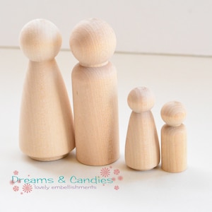 1 Set of Family of 4 (4 pieces) Miniature Wooden Little People -Miniature wooden People -Family wooden People -Wooden supplies -Wooden dolls