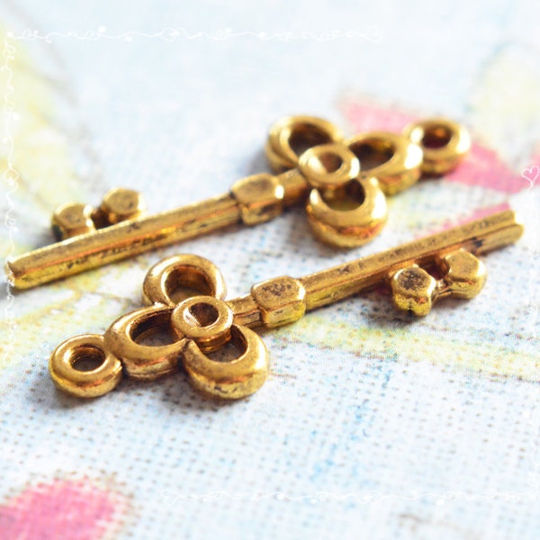 Antique Tibetan Style Key Pendants 32mm -Silhouette Brass Charms -Vingage Style Bracelet Jewelry to Make -Necklace Wholesale Jewelry Supply