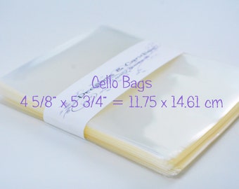 200 Cello Bags 4 5/8x5 3/4" -Transparent Bags -Food Safe Cello Bags -Clear Cellophane Bags -Stickers Bags -Goodies Bags -Birthday Bags