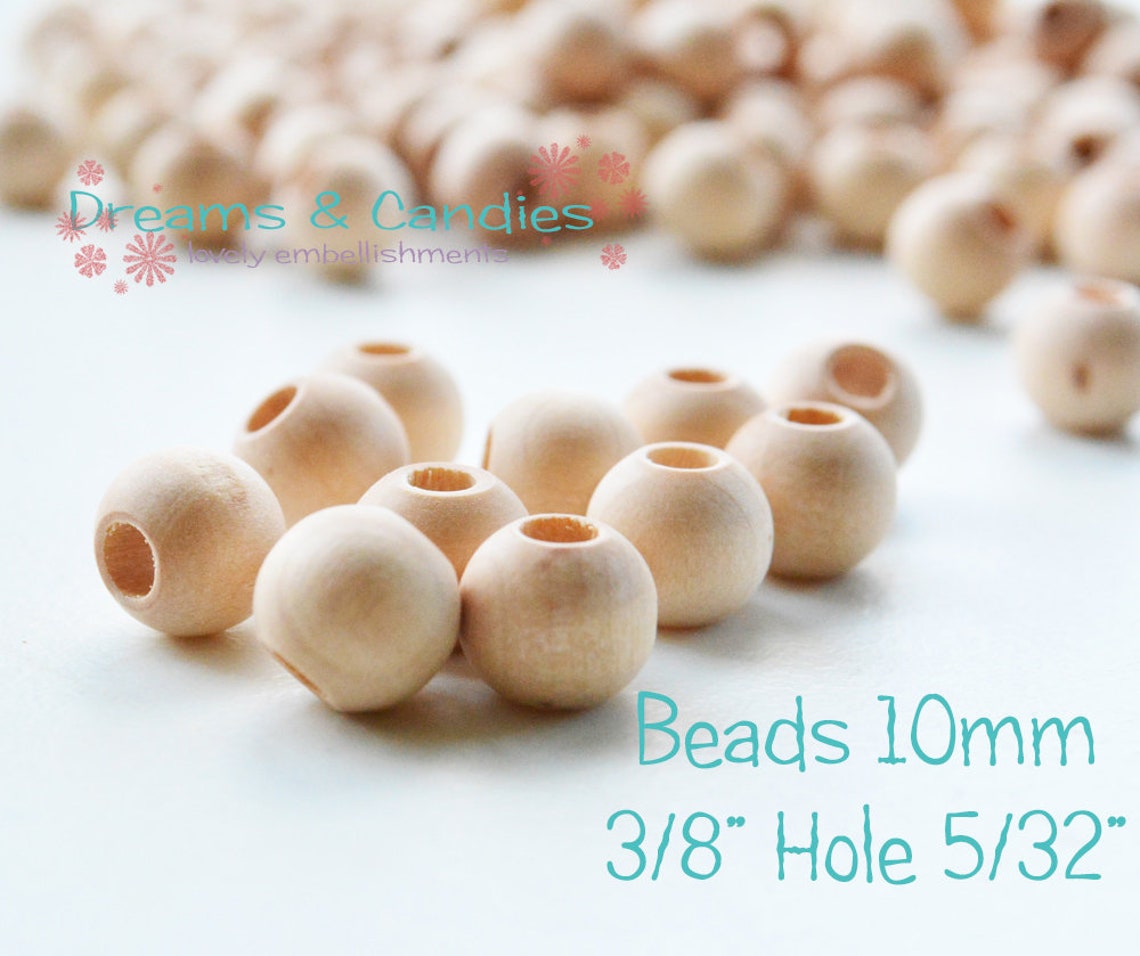 25 Unfinished Wooden Round Beads 3/8 10mm wooden Etsy