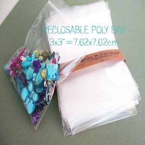 100 Clear Reclosable Poly Bags 3x3&quot; -Plastic Zip Bags -Poly Bags with Resealable Lock -Jewelry Poly Bag -Packing Plastic Bags -Small Baggies