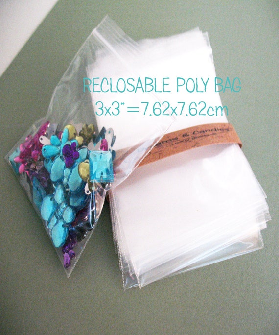 75 Clear Reclosable Poly Bags 3x3 plastic Zip Bags poly Bags With