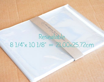 50 Resealable Cello bags 8 1/4x10 1/8" -Transparent Plastic Bags -Self Adhesive Merchandise Bags -Clear Cellophane Packing -Candy Favor Bags