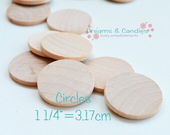 100 Unfinished Wooden Circles 1.25" -Small Wooden Circles -Wood Supplies -Natural Wood Circles -Wood Jewelry Circles