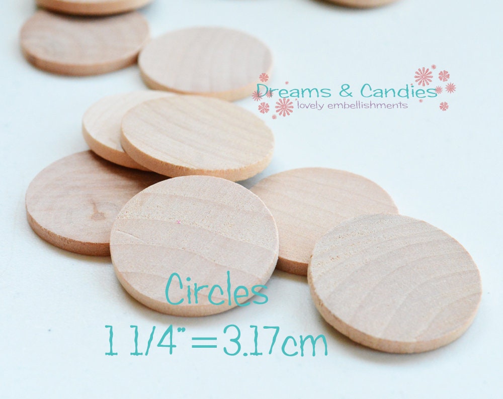 QTY 25 Domed Circles Craft Wood Circles Natural Wood Disc 