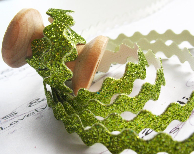 1yd Green Glitter Ric Rac Trim 1/4 Width green Ric Rac Etsy