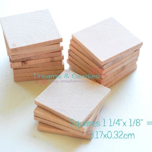 100 Unfinished Wooden Square 1 1/4" -Small Wooden Squares -Wooden Squares Supplies -Natural Wood Squares -Wood Squares Blanks