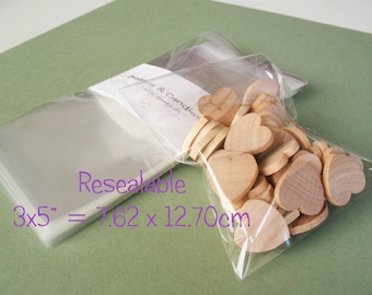 100 hersluitbare clear cello zakken 3x5 "-transparante cello zakken-zelfklevende cello zakken-voedsel veilige cello zakken-heldere cellofaan zakken-heldere cellofaan zakken