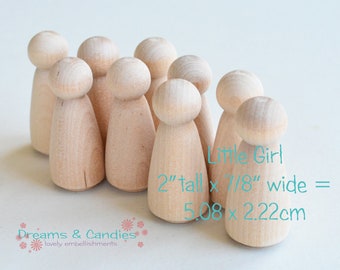 2 Miniature Wooden Little People Girl 2" -Girl Wooden Doll -Small Wooden Little People -Wooden Girl Doll -Unfinished Wooden Dolls