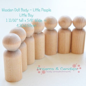 6 Wooden Boy 1-11/16&quot; -Brother Wooden Dolls- Miniature Peg Dolls -Wooden Kid Family -Unfinished Small Figures Ready to Paint