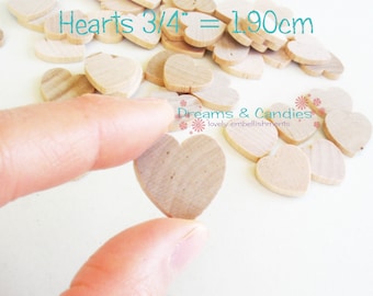 25 Corazones de Madera en Miniatura de 3/4" - Corazones de Madera Pequeños - Materiales para Corazones de Madera - Corazones de Madera Natural - Corazones de Madera en Blanco