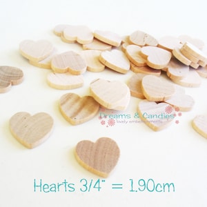 75 Miniature Wooden Hearts 3/4&quot; -Small Unfinished Blanks Supplies -Rustic Wedding Decor -DIY Jewelry Crafts -Ready to Paint Favors