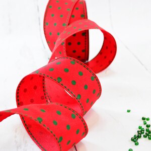 5yd Red Ribbon 1 1/2 inch wide -Christmas Ribbon -Grossgrain Polka Dots  Ribbon Supplies -Cheer Ribbon for Bows 