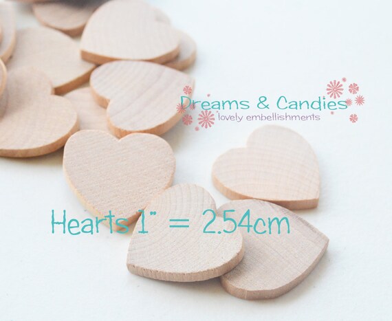 25 Miniature Wooden Hearts 1 small Wooden Hearts 