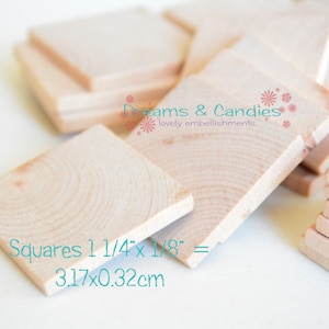 25 Unfinished Wooden Square 1 1/4" -Small Wooden Squares -Wooden Squares Supplies -Natural Wood Squares -Wood Squares Blanks