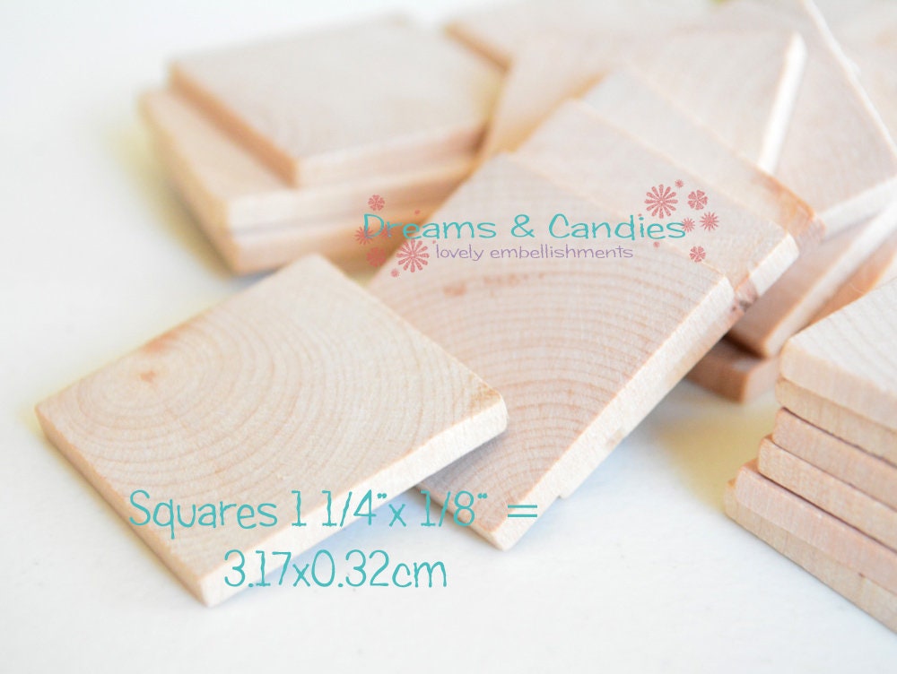 25 Unfinished Wooden Square 1 1/4" -Small Wooden Squares -Wooden Squares Supplies -Natural Wood Squares -Wood Squares Blanks