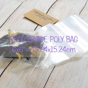 75 sacs en plastique transparents refermables 6 x 6 po. -Sacs en plastique avec fermeture éclair -Sacs en plastique avec cadenas refermable -Sacs en plastique pour bijoux -Sac en plastique d&#39;emballage -Petits sacs