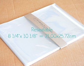 25 bolsas de celofán resellables de 8 1/4 x 10 1/8 pulgadas - Bolsas de celofán transparentes - Bolsas de celofán autoadhesivas - Bolsas de celofán aptas para alimentos - Bolsas de celofán transparentes